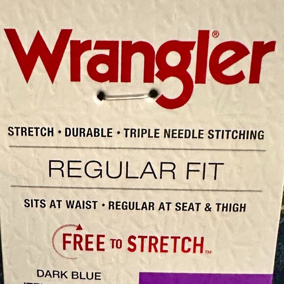 Wrangler Men's Jeans Size 40X30 Dark Blue Free To Stretch Regular Fit Denim NEW - Picture 12 of 14